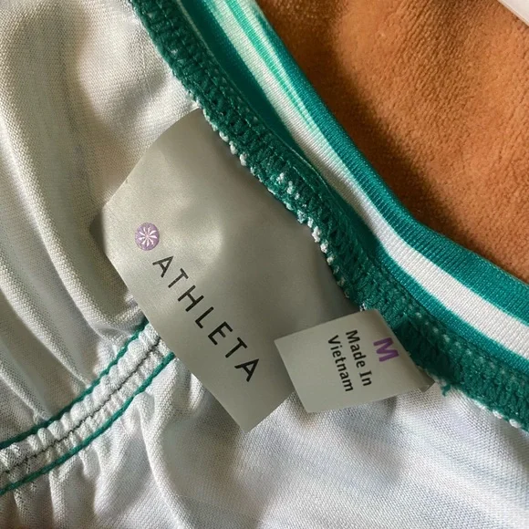 Athleta Striped Green and Blue Long Sleeve Athletic Runner’s Pullover - Picture 5 of 6